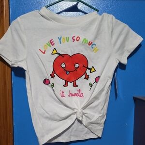 Kids White Tee with Red Heart Graphic